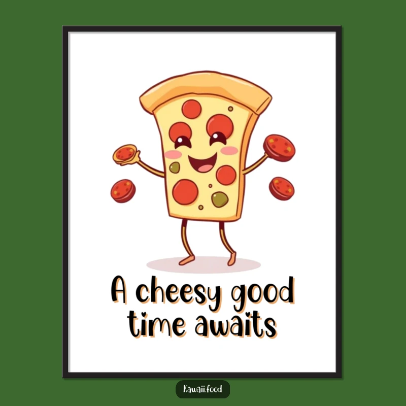 Funny Free Printable Wall Art: Juggling Pizza Slice, Humorous Downloadable Decor Gift