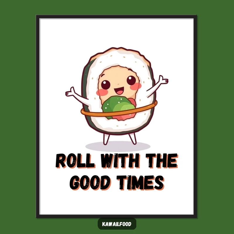 Free Printable Funny Sushi Wall Art: Hula Hoop Fun Downloadable Decor