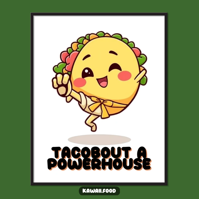 Free Printable Funny Taco Wall Art: Karate Kick Action Downloadable Decor