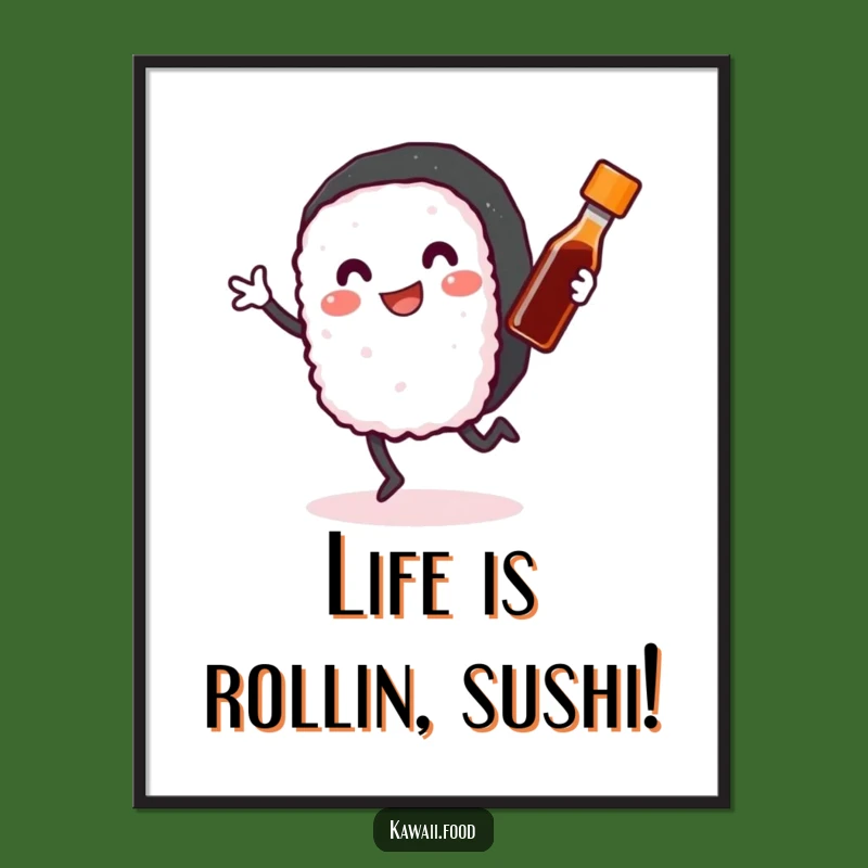 Free Printable Sushi Wall Art: Funny Dancing Food Poster Downloadable Decor!