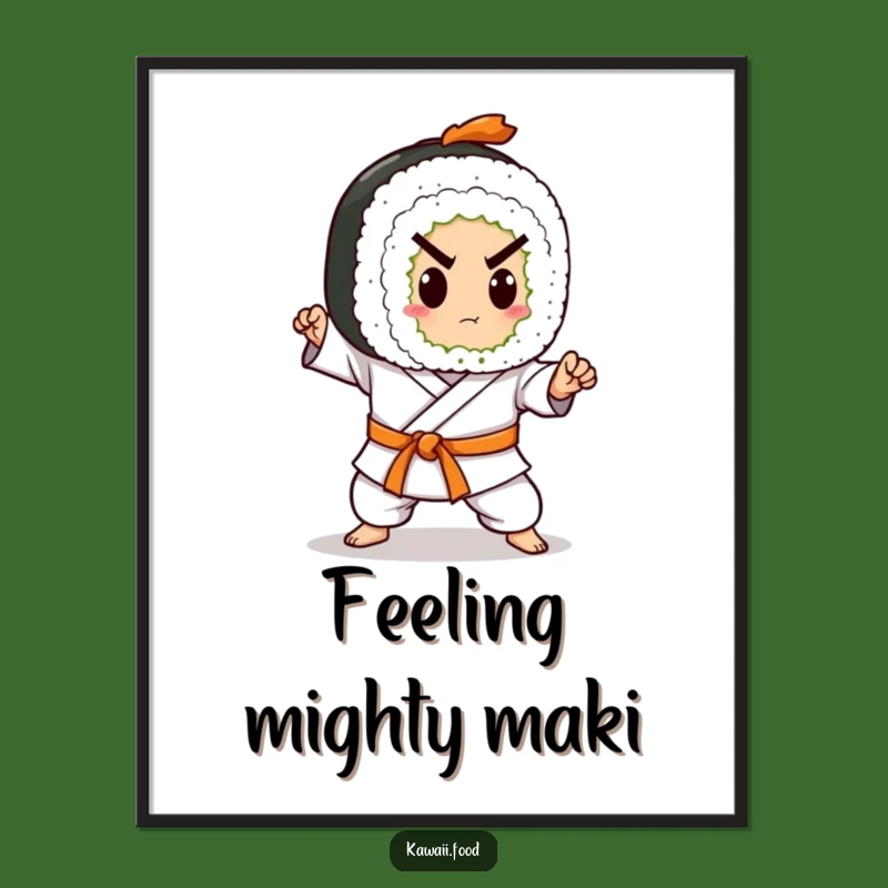 Free Printable Wall Art: Karate Sushi Roll Funny Downloadable Decor for a Kick-Start
