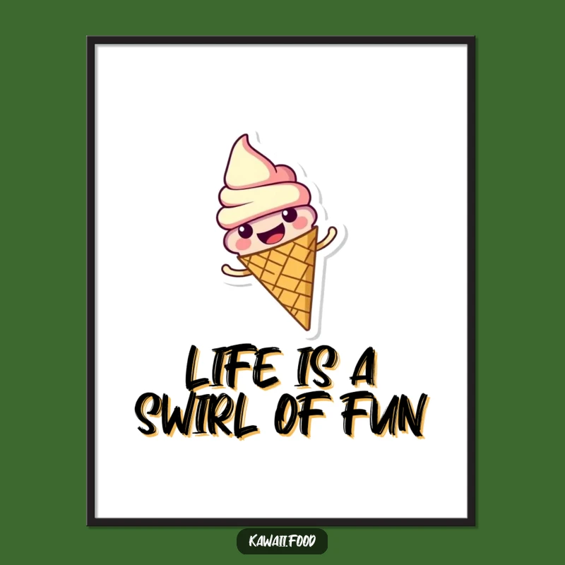 Free Printable Wall Art: Spinning Ice Cream Character Funny Downloadable Decor for Sweet Spaces
