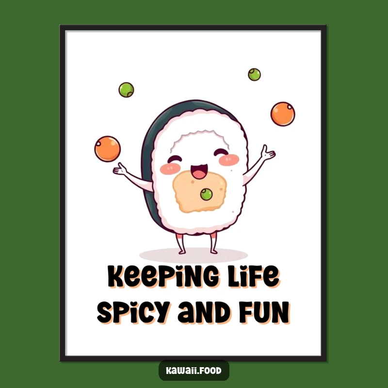 Free Printable Wall Art: Sushi Juggling Fun for a Playful Downloadable Decor Gift