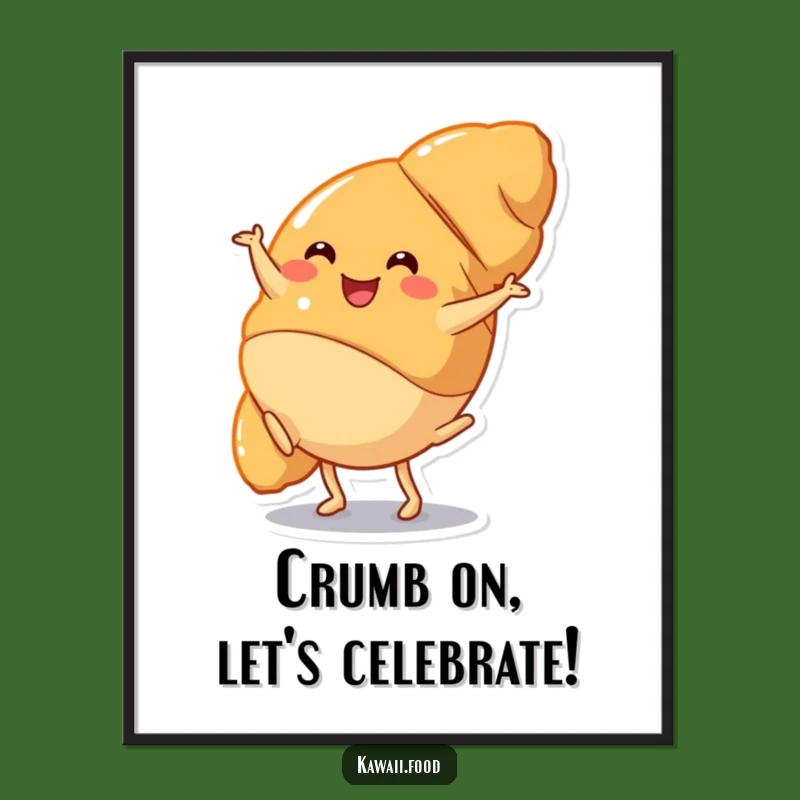 Funny Croissant Cartwheel Free Printable Wall Art - Pastry Decor, Downloadable Gift