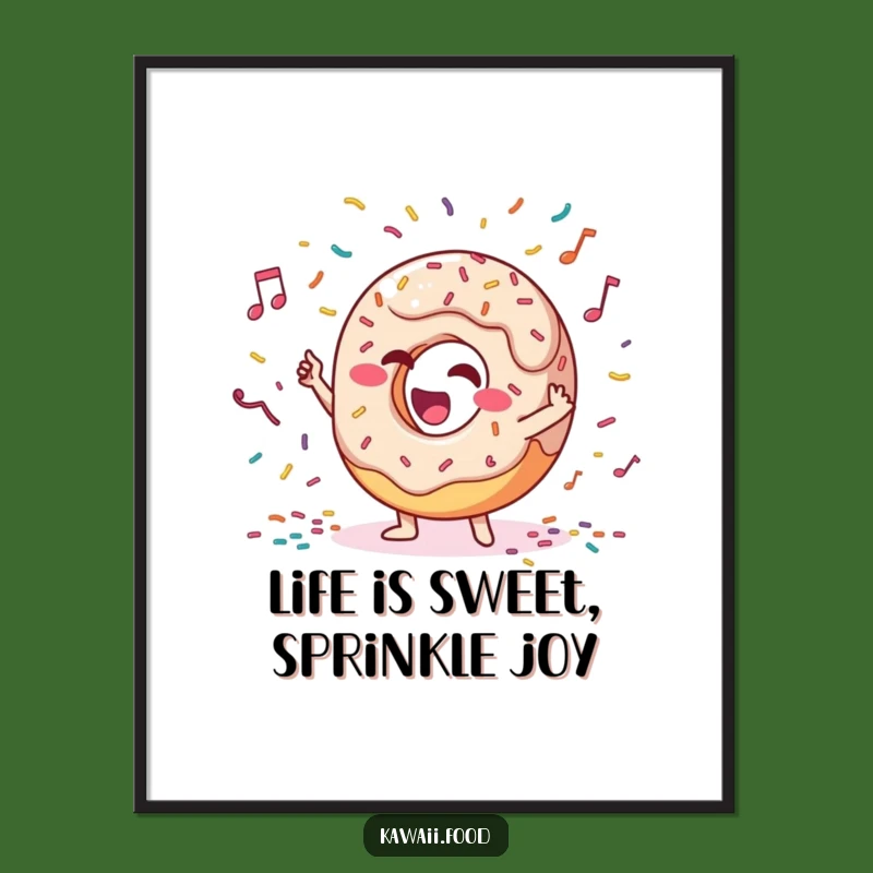 Funny Free Printable Wall Art: Giggling Donut Conducting Sprinkles Downloadable Art