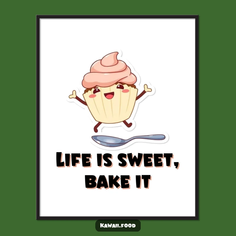 Funny Free Printable Wall Art: Leaping Cupcake, Humorous Downloadable Decor Gift