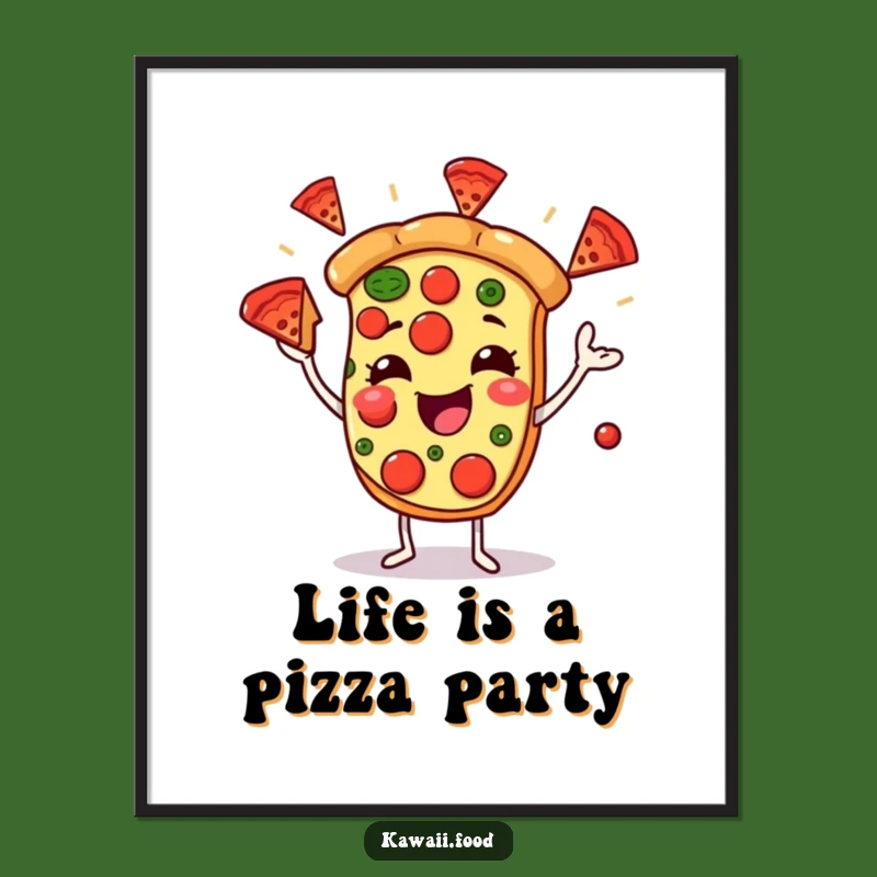 Funny Free Printable Wall Art: Pizza Juggling Pepperoni - Humorous Downloadable Food Art