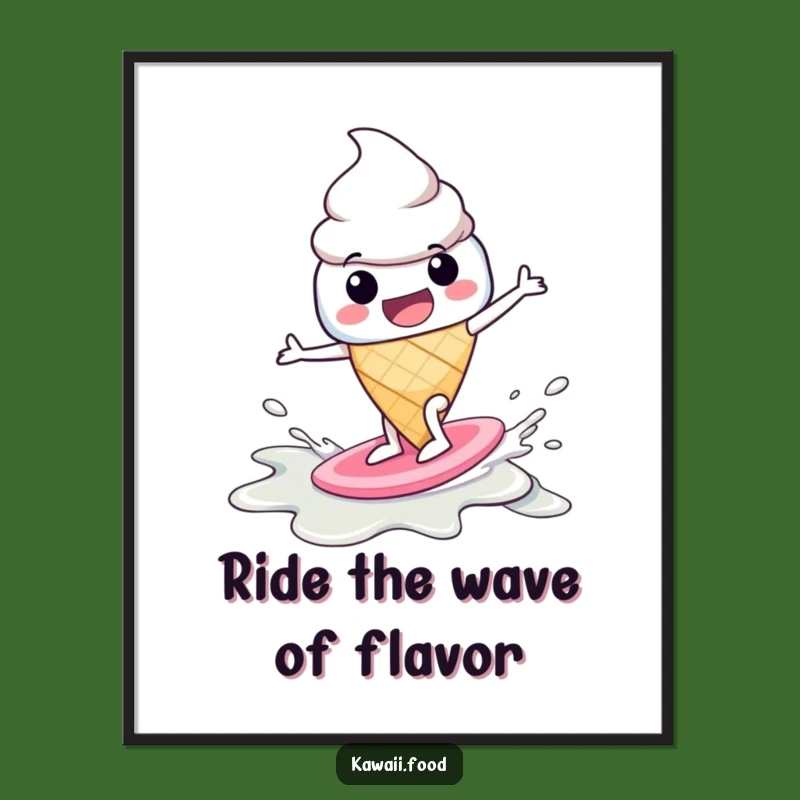 Funny Free Printable Wall Art: Surfing Ice Cream Cone, Hilarious Downloadable Decor Gift