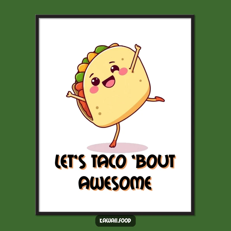 Funny Free Printable Taco Wall Art: Cartwheeling Fiesta Downloadable Decor Gift