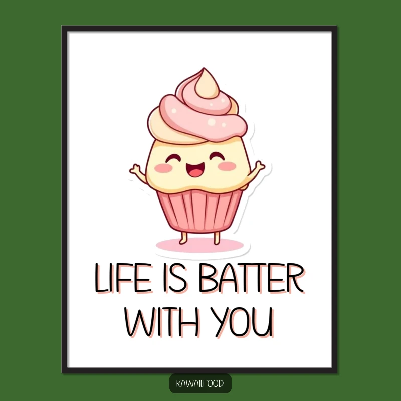 Free Printable Wall Art: Wiggling Cupcake Character Funny Downloadable Decor for Your Kitchen