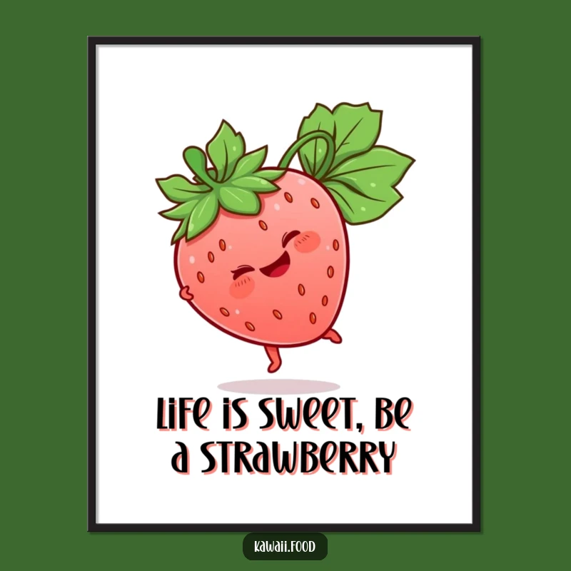 Free Printable Wall Art: Giggling Strawberry, Cartwheel Fun, Funny Downloadable Decor