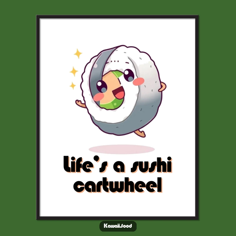 Free Printable Wall Art: Energetic Sushi Cartwheel, Fun Downloadable Decor for Kitchens