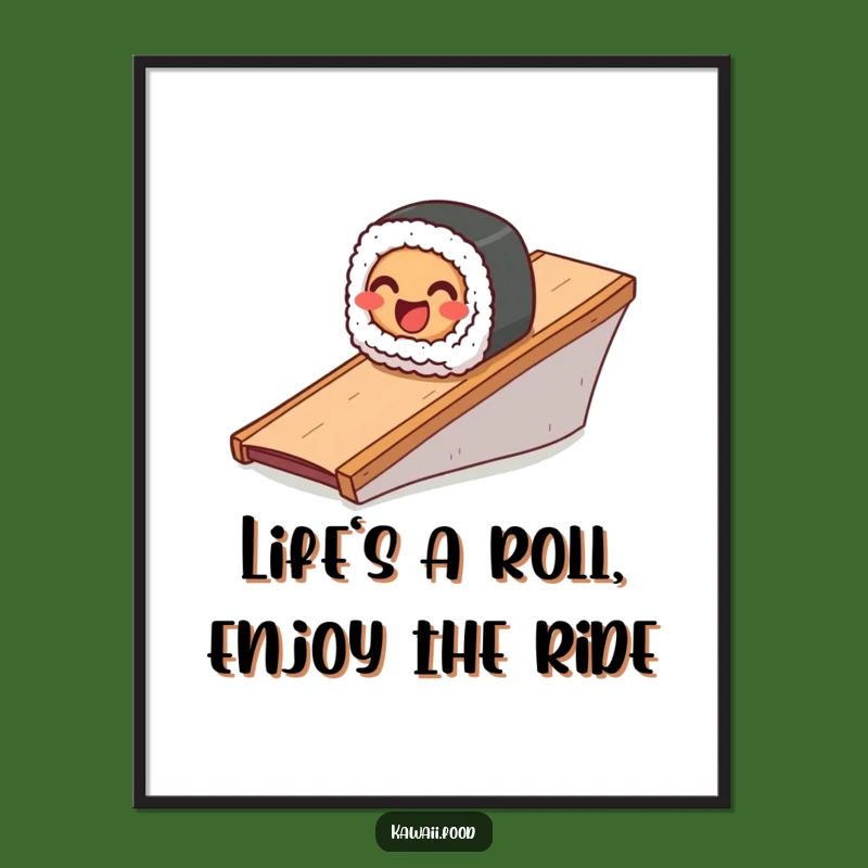 Funny Free Printable Sushi Wall Art: Sliding Roll Downloadable Decor Gift