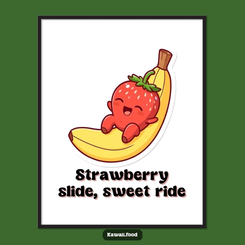 Free Printable Funny Strawberry Wall Art: Banana Peel Slide Downloadable Decor