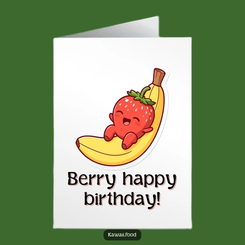 Free Printable Funny Strawberry Birthday Card: Banana Peel Slide Downloadable Gift