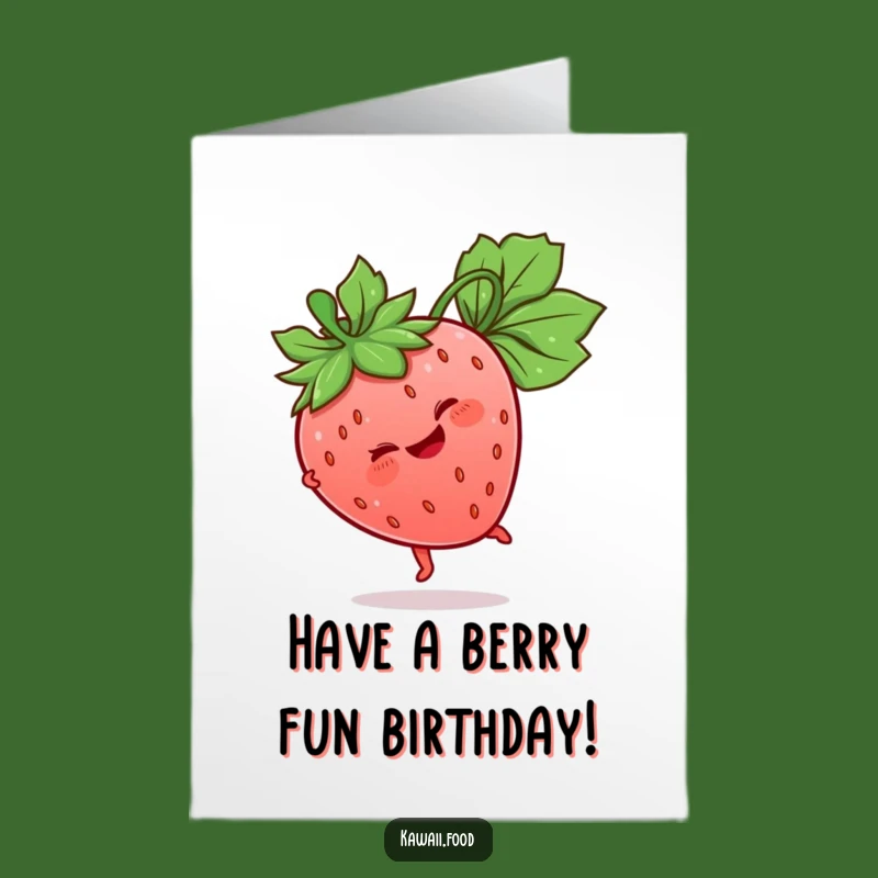 Free Printable Birthday Card: Giggling Strawberry Cartwheel, Funny Fruit, Downloadable Gift