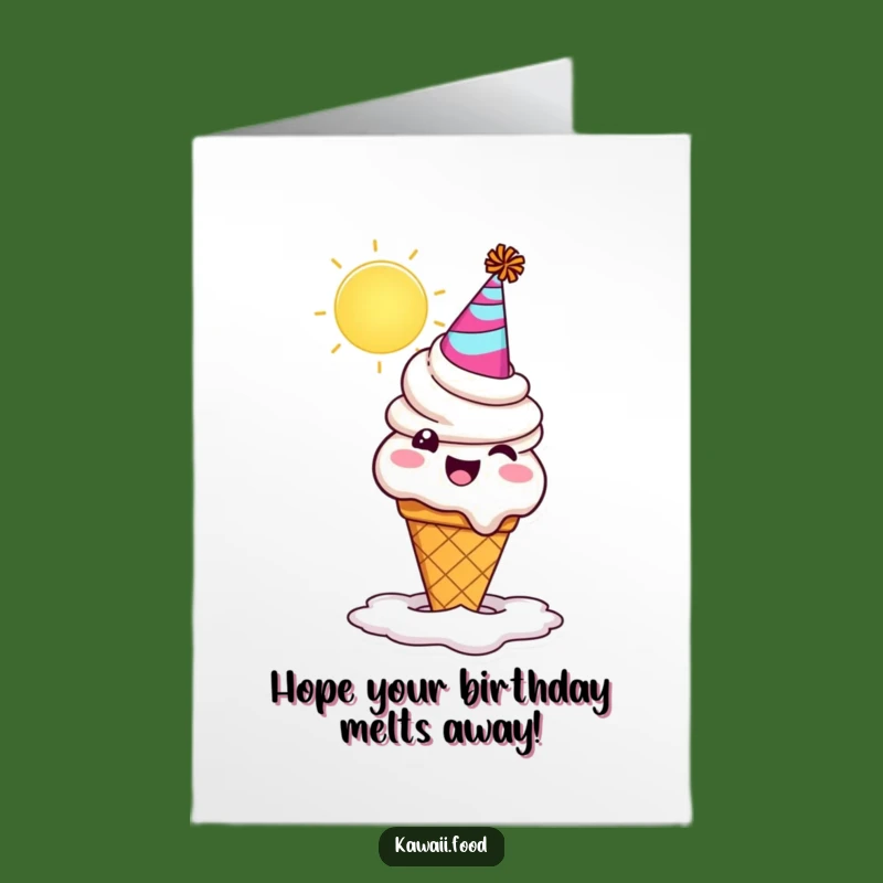 Free Printable Birthday Card: Melting Ice Cream Cone, Humorous Downloadable Gift