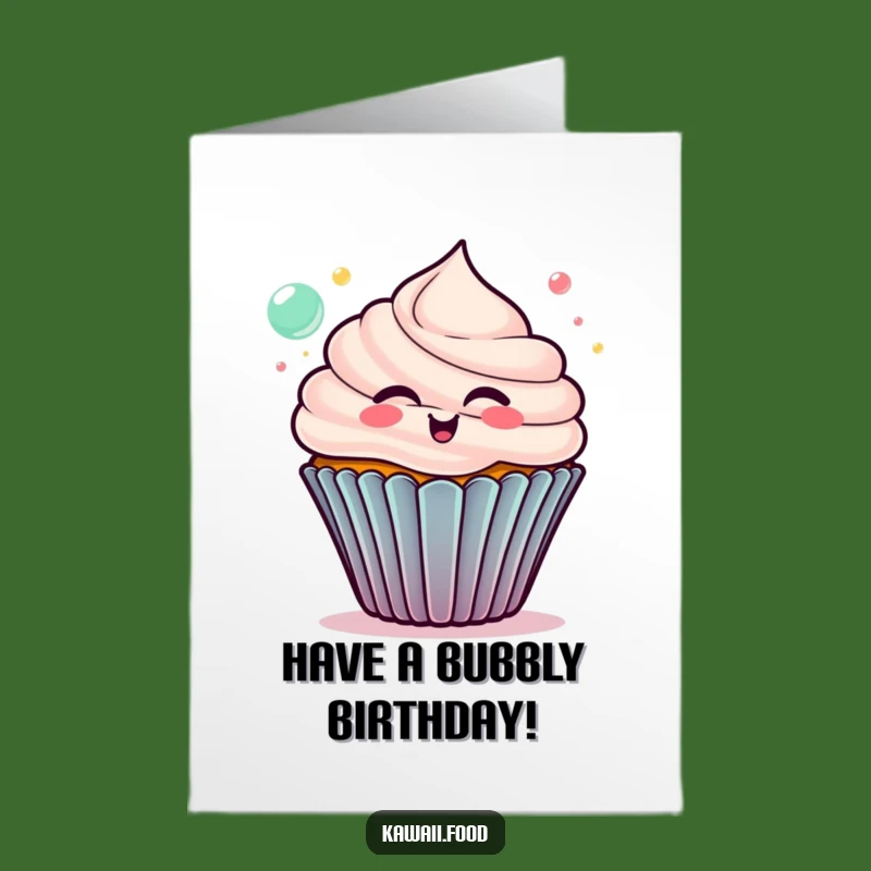 Free Printable Cupcake Birthday Card: Delighted Bubble Blower Downloadable Gift for Fun Parties