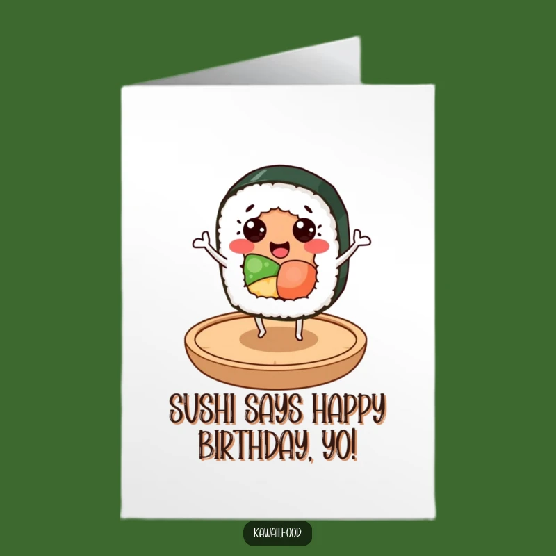 Free Printable Funny Sushi Birthday Card: Dancing Roll Digital Download for a Joyful Celebration