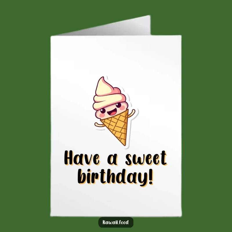 Free Printable Birthday Card: Spinning Ice Cream Funny Downloadable Greeting for Sweet Celebrations