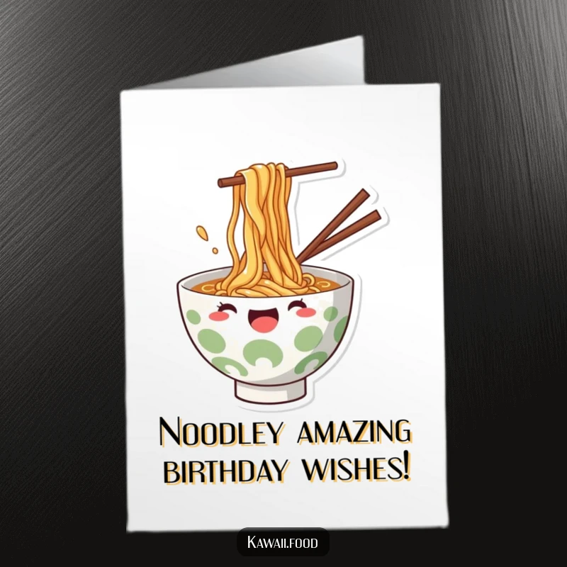 Funny Free Printable Ramen Birthday Card with a joyful noodle splash, perfect for a food lover's celebration.