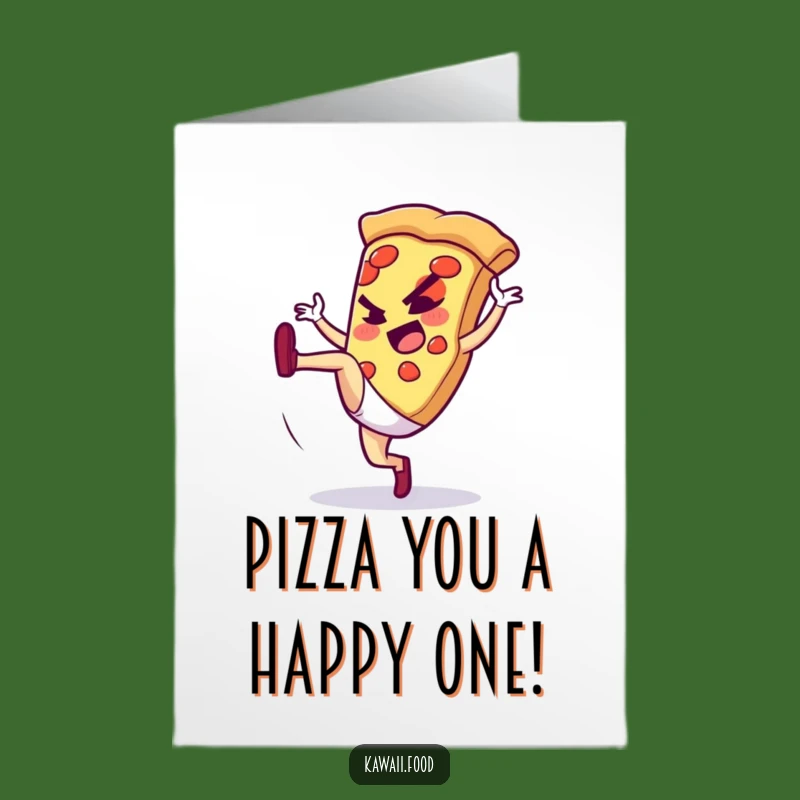Free Printable Birthday Card: Pizza High Kick, Energetic Downloadable Gift