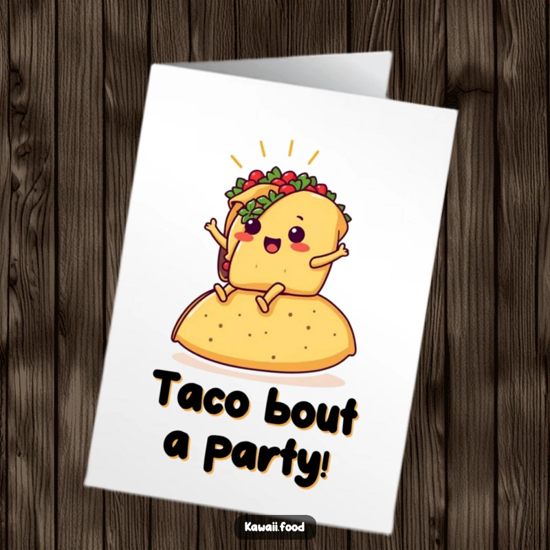 Funny Free Printable Birthday Card: Triumphant Taco with Legs Rides Giant Tortilla with Joyful Pride