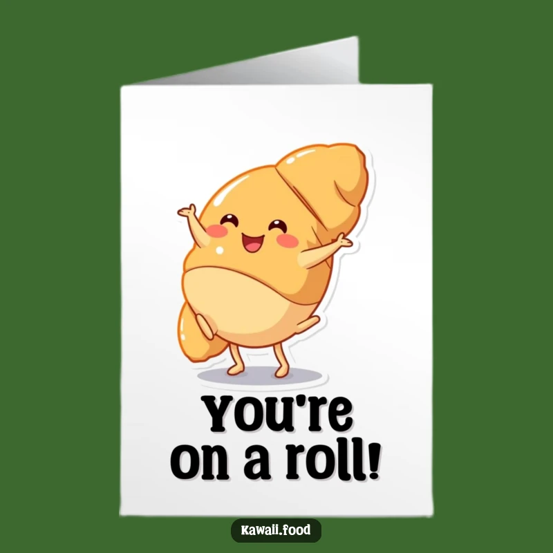 Free Printable Congrats Card: Croissant's Cartwheel Flip, Celebrate Success