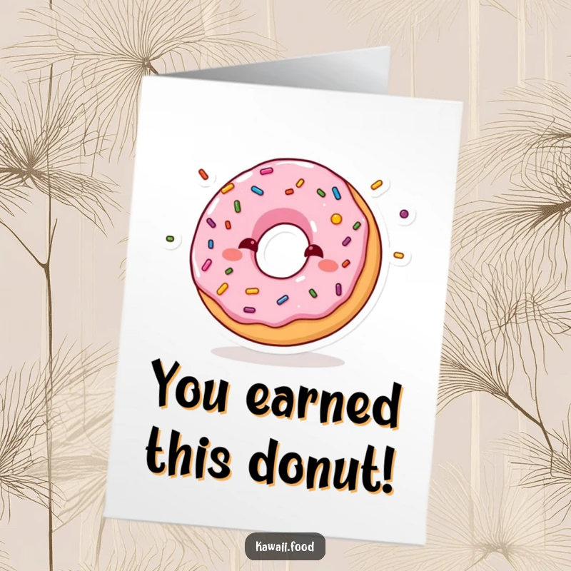 Free Printable Congratulations Card: Shy Donut Character Blushing Deeply While Juggling Mini Sprinkles