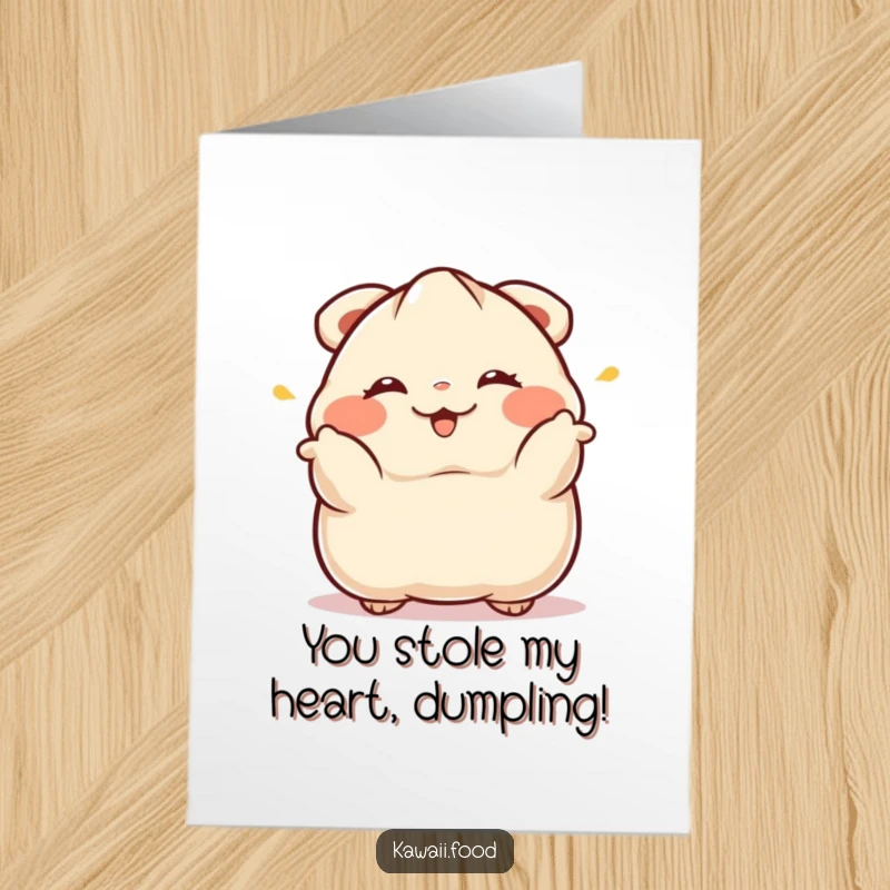 Funny free printable congratulations card featuring a winking dumpling performing a dramatic bow, celebrating achievement stylishly.