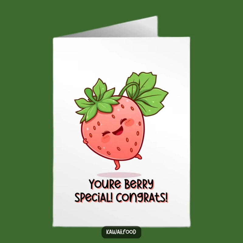 Free Printable Congrats Card: Giggling Strawberry Cartwheel, Funny Fruit, Downloadable Gift