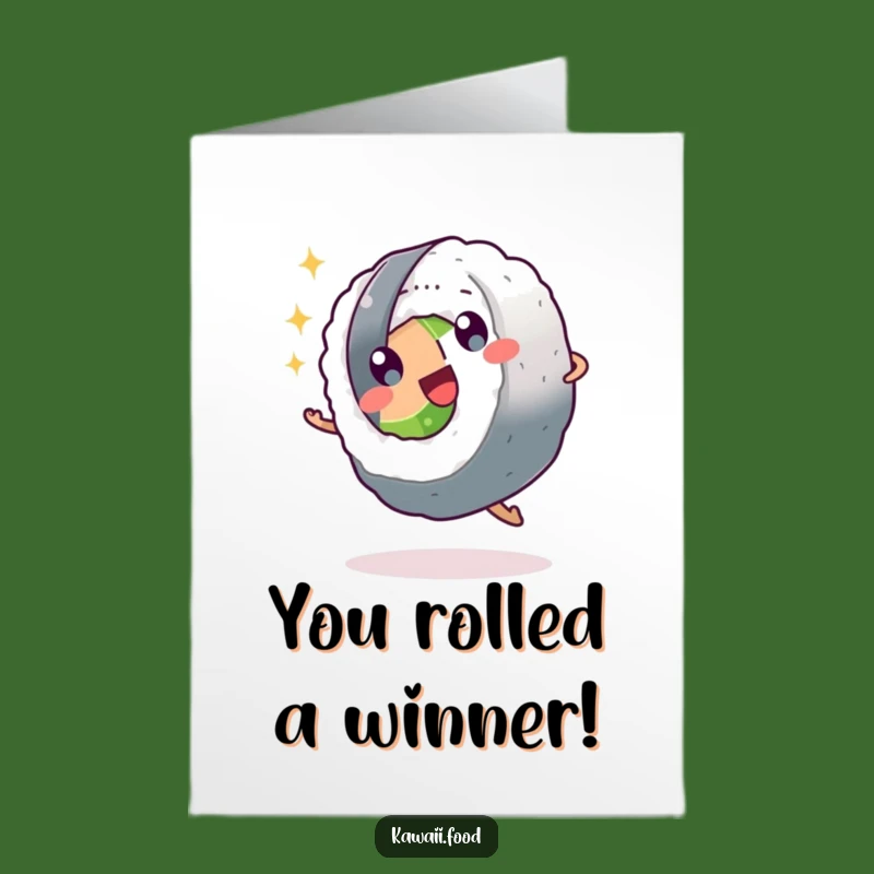 Free Printable Congrats Card: Sparkling Sushi Cartwheel, Celebrate with Fun Downloadable Art