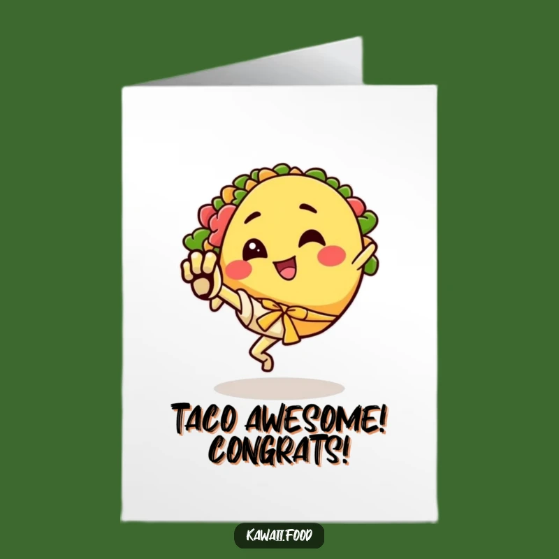 Free Printable Funny Taco Congrats Card: Karate Kick Achievement Downloadable