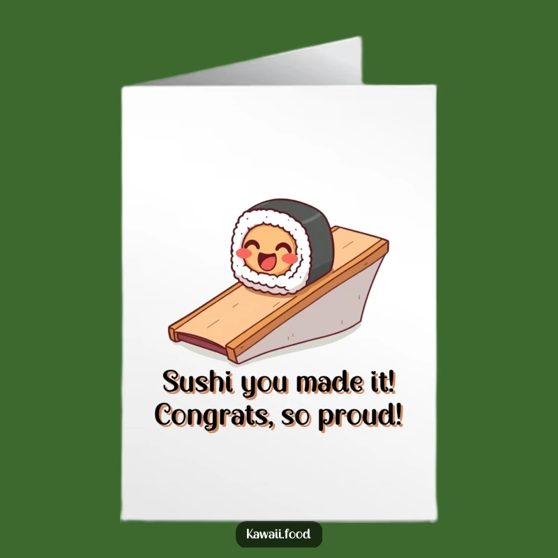 Free Printable Sushi Congrats Card: Sliding Roll Downloadable Funny Celebration Gift