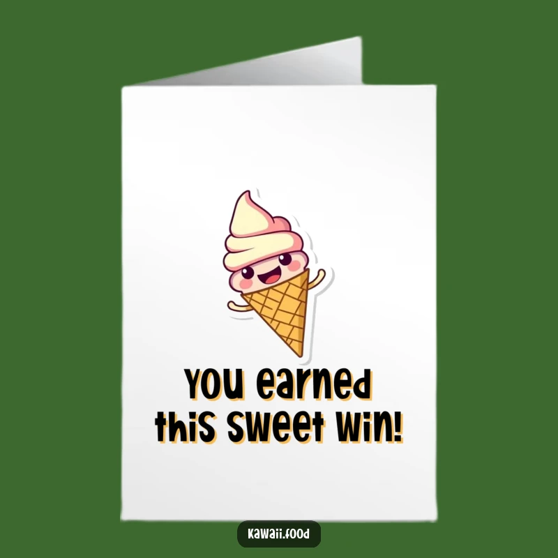 Free Printable Congrats Card: Spinning Ice Cream Funny Downloadable Greeting for Sweet Success