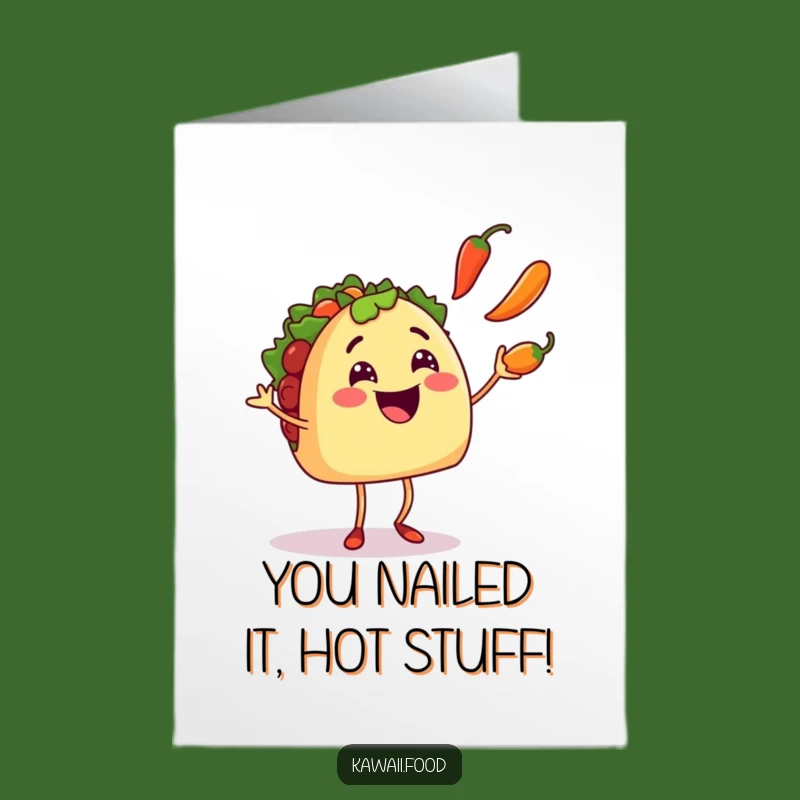 Free Printable Taco Congrats Card: Juggling Chili Digital Download for Epic Wins