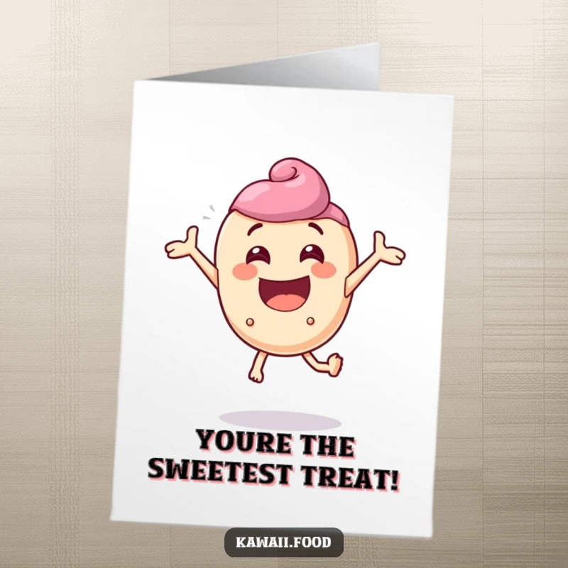 Funny Free Printable Thank You Card: A delighted candy character comically bouncing with extreme enthusiasm to say thanks.