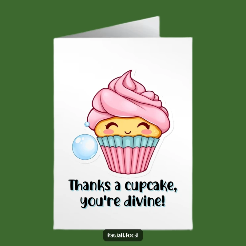 Free Printable Cupcake Thank You Card - Sweet Bubble Blowing Downloadable