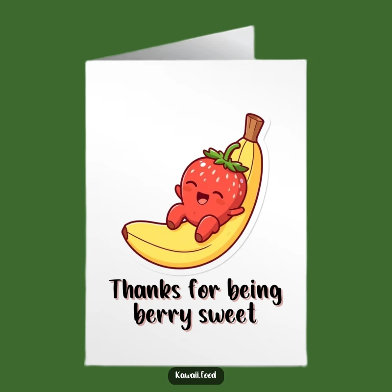 Free Printable Funny Strawberry Thank You Card: Banana Peel Gratitude Downloadable