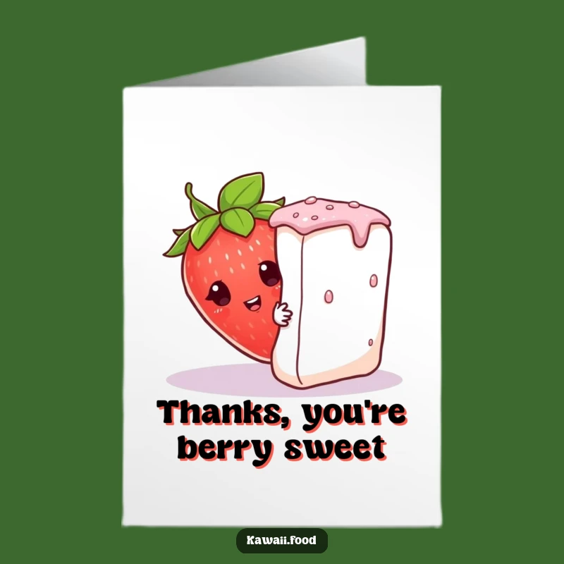 Free Printable Funny Strawberry Thank You Card: Shy Peek Digital Download for Gratitude