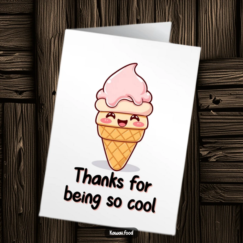 Funny Free Printable Thank You Card: Giggling ice cream cone melting and reforming, expressing sweet gratitude.