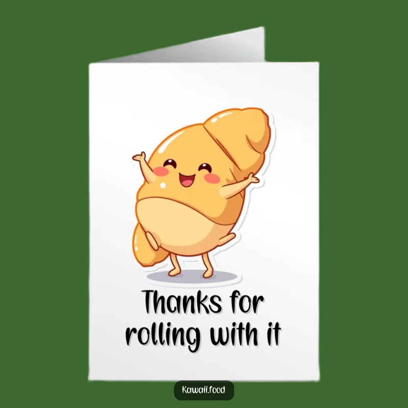 Free Printable Thank You Card: Croissant's Cartwheel Thanks, Downloadable Joy