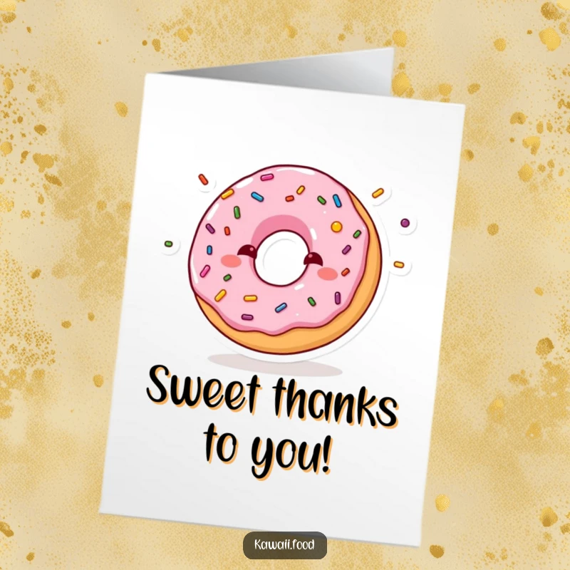 Funny Free Printable Thank You Card: A Shy Donut Character Blushing While Effortlessly Juggling Sprinkles