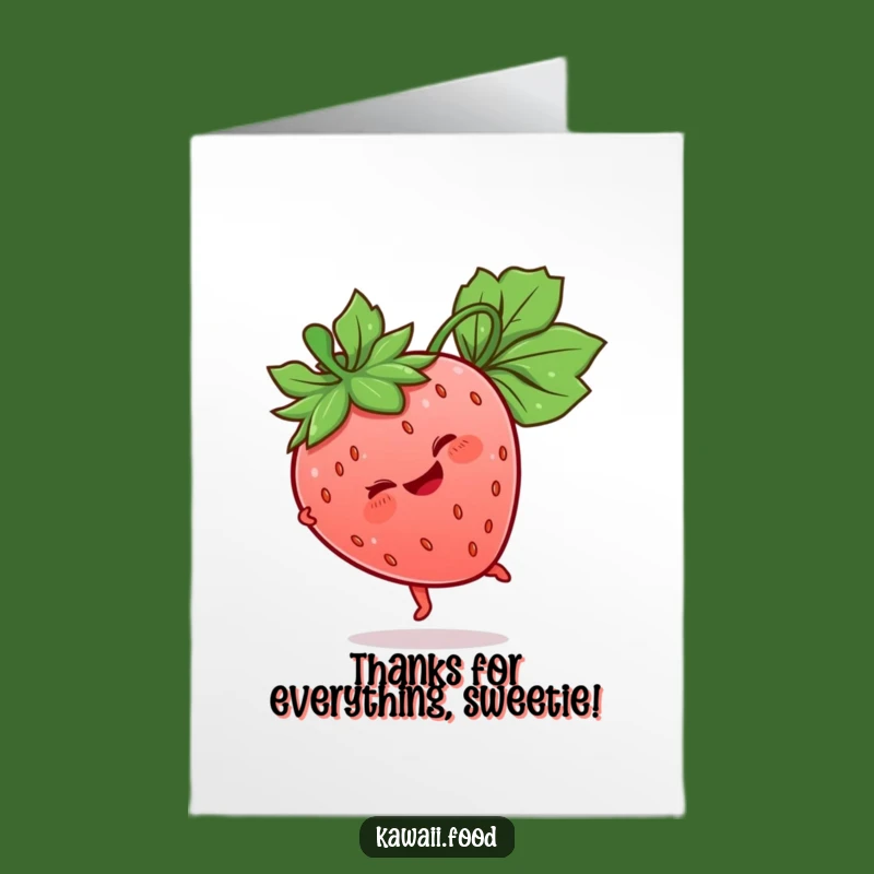 Free Printable Thank You Card: Giggling Strawberry, Cartwheel Fun, Funny Downloadable Gift