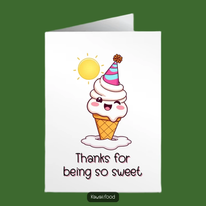 Free Printable Thank You Card: Melting Ice Cream Cone, Humorous Downloadable Gift