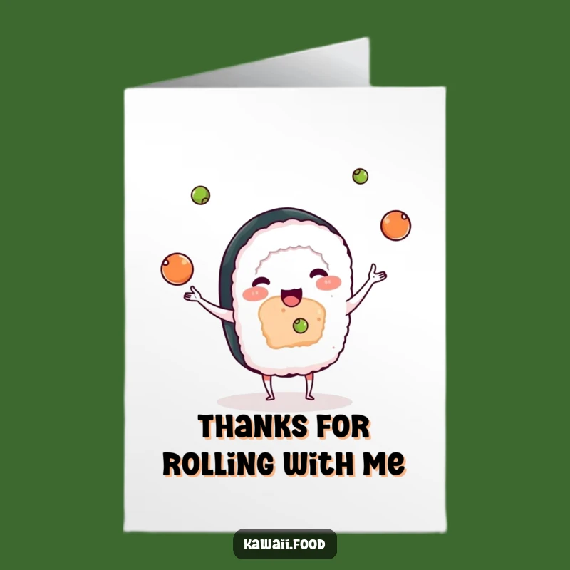 Free Printable Thank You Card: Sushi Juggler Gratitude for a Funny Downloadable Gift