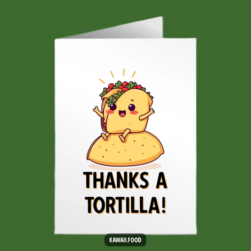 Free Printable Taco Thank You Card: Funny Taco Riding Tortilla, Grateful Downloadable Gift