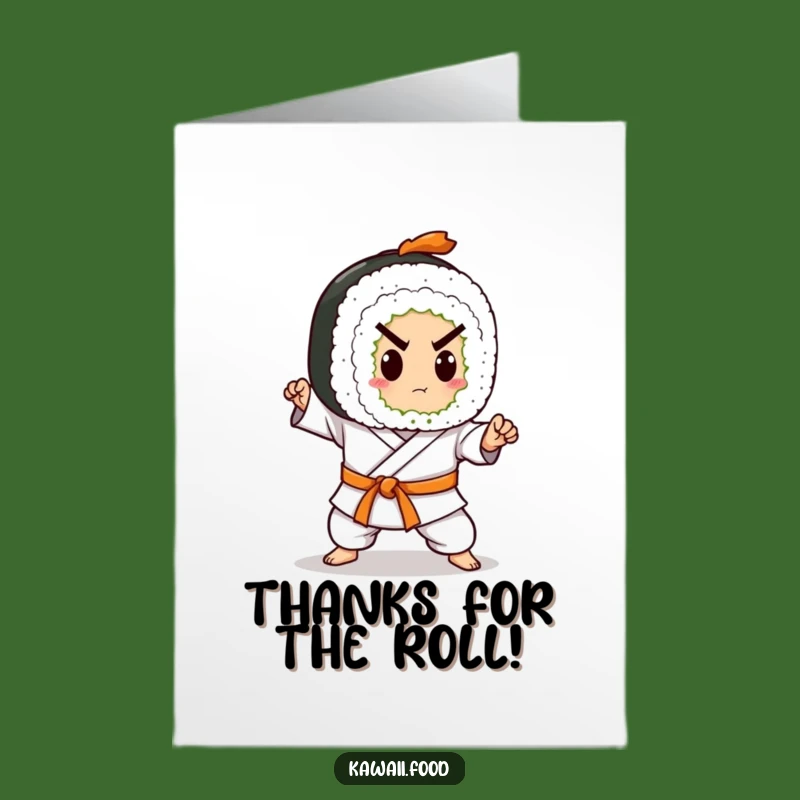 Free Printable Thank You Card: Karate Sushi Roll Funny Downloadable Greeting for Big Thanks