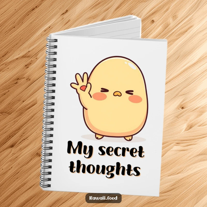 Funny Tamagoyaki Wink Notebook: A blushing tamagoyaki character waves shyly with a cute wink, perfect for jotting down sweet thoughts.