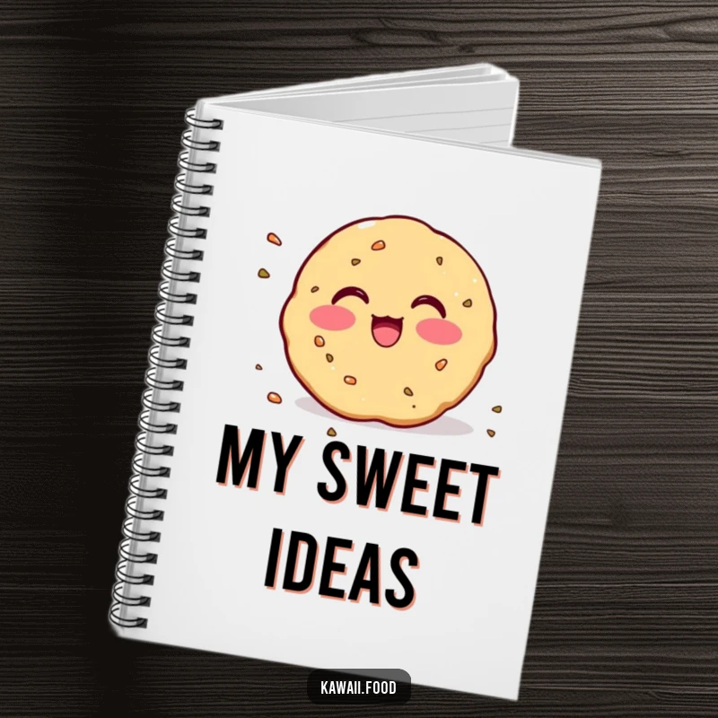 Funny Notebook: Cover art of a blushing cookie with crumbs scattering excitedly, perfect for notes and sketches.
